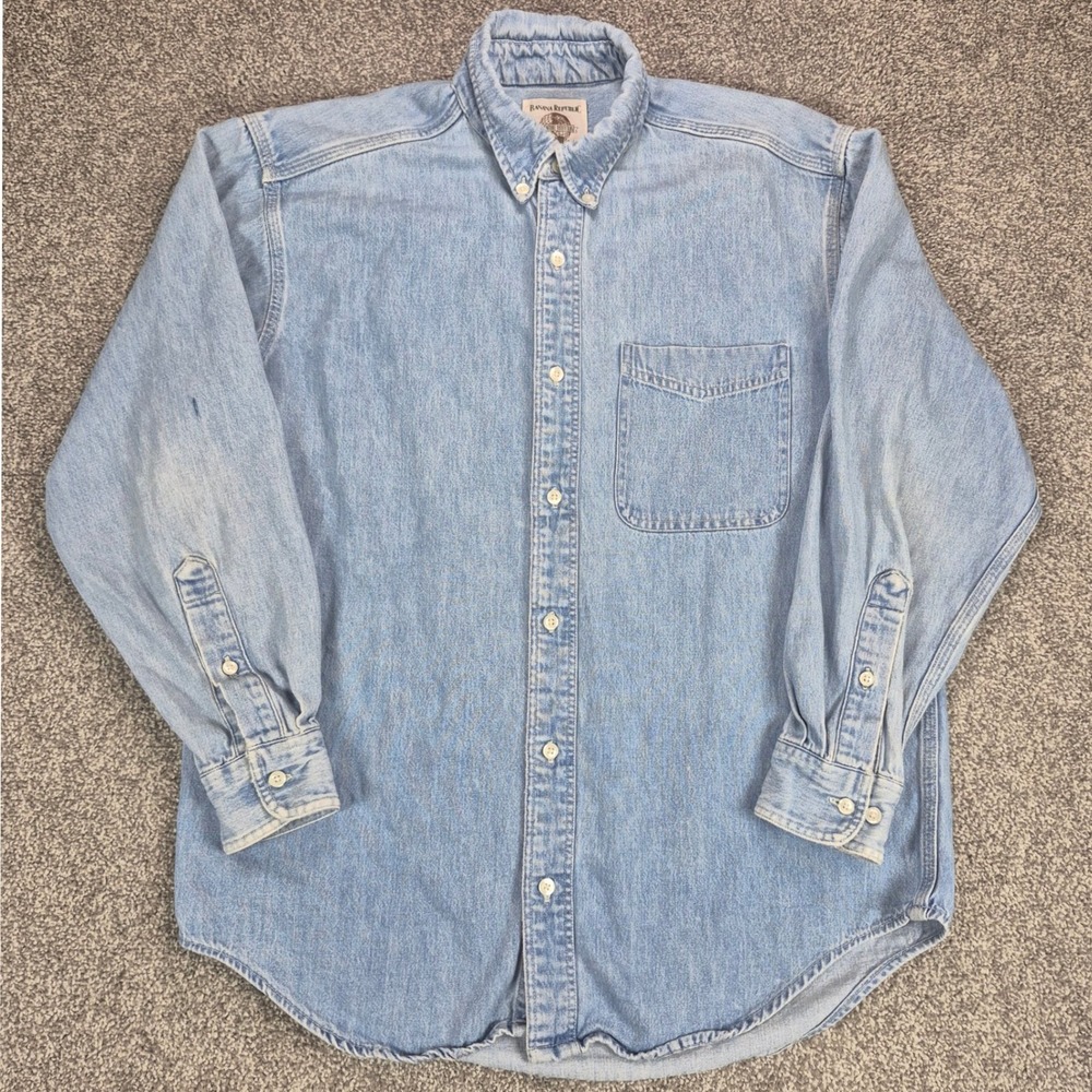 Vintage Banana Republic Adventure Outfitters Denim Shirt Mens Medium Made in USA